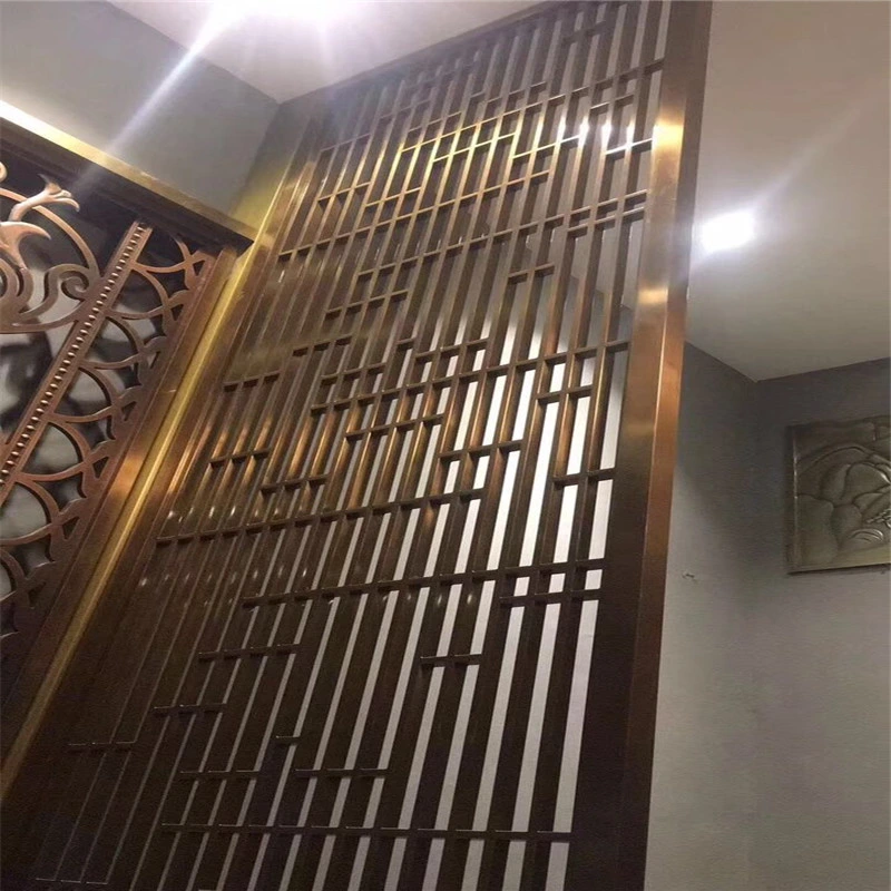 Laser Cut Screen Room Divider Panels with Bronze Gold Stainless Steel Partition