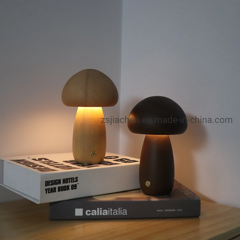 LED Mushroom Lamp Wooden Night Light for Baby Bedroom